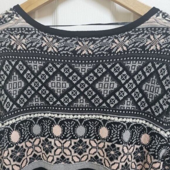 Cupio Sweater Womens S Fair Isle Knit Embroidered V Neck Long Slv Boho Casual - Picture 5 of 10